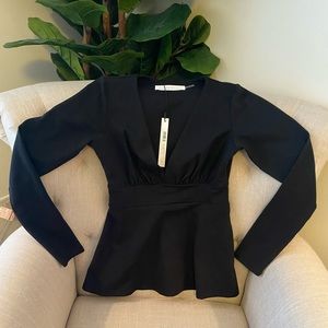 NWT Susana Monaco Deep V Peplum Top